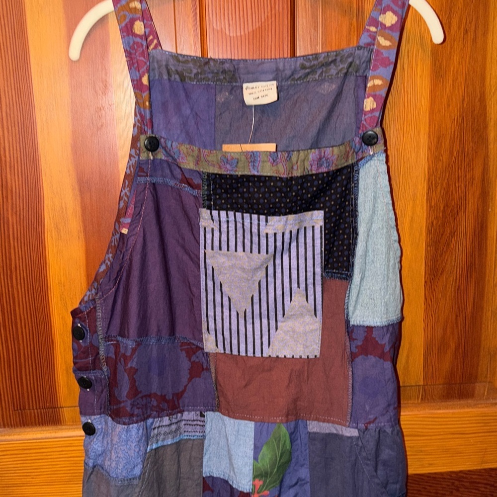 Ashley Taylor Patchwork overall jumpsuit romper one size multi-color purple - Picture 3 of 11